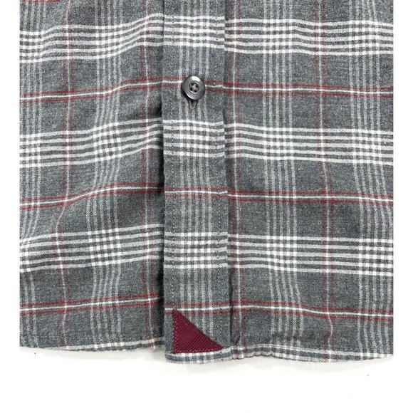 Untuckit Hazlitt Flannel Shirt Mens Large Slim Fit Gray Red Plaid Long Sleeve - Picture 4 of 14